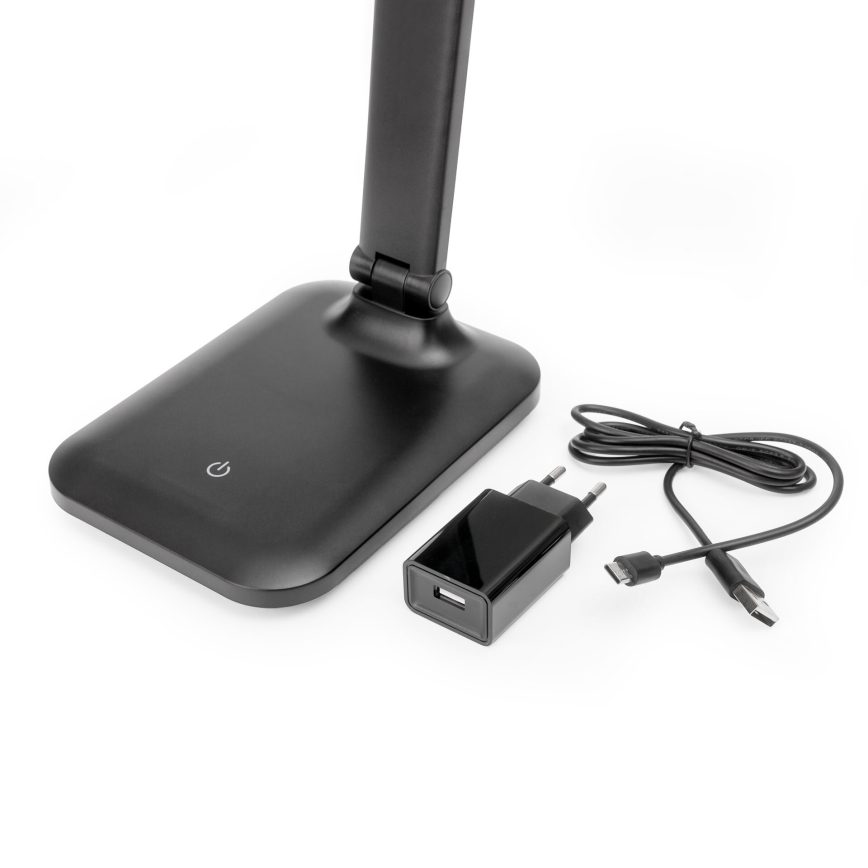 Candeeiro de mesa LED tátil com regulação e carregamento sem fios e Porta USB REMUS LED/5W/230V preto