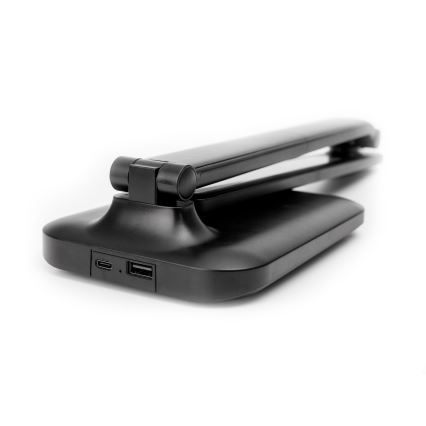 Candeeiro de mesa LED tátil com regulação e carregamento sem fios e Porta USB REMUS LED/5W/230V preto