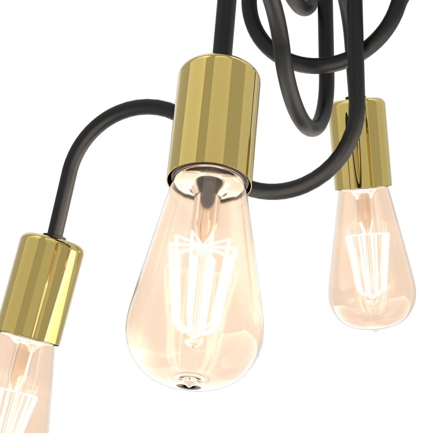 Candeeiro montado à superfície DOW 4xE27/60W/230V preto/dourado