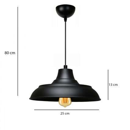 Candeeiro pendente com cabo AYD 1xE27/40W/230V preto