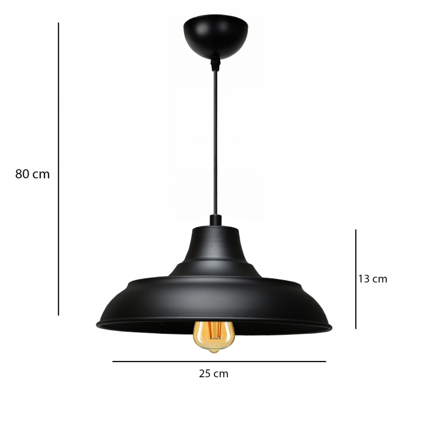 Candeeiro pendente com cabo AYD 1xE27/40W/230V preto