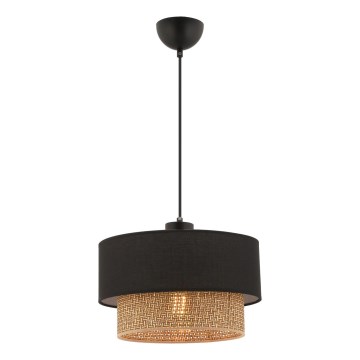 Candeeiro pendente com cabo ECHO 1xE27/60W/230V preto/castanho