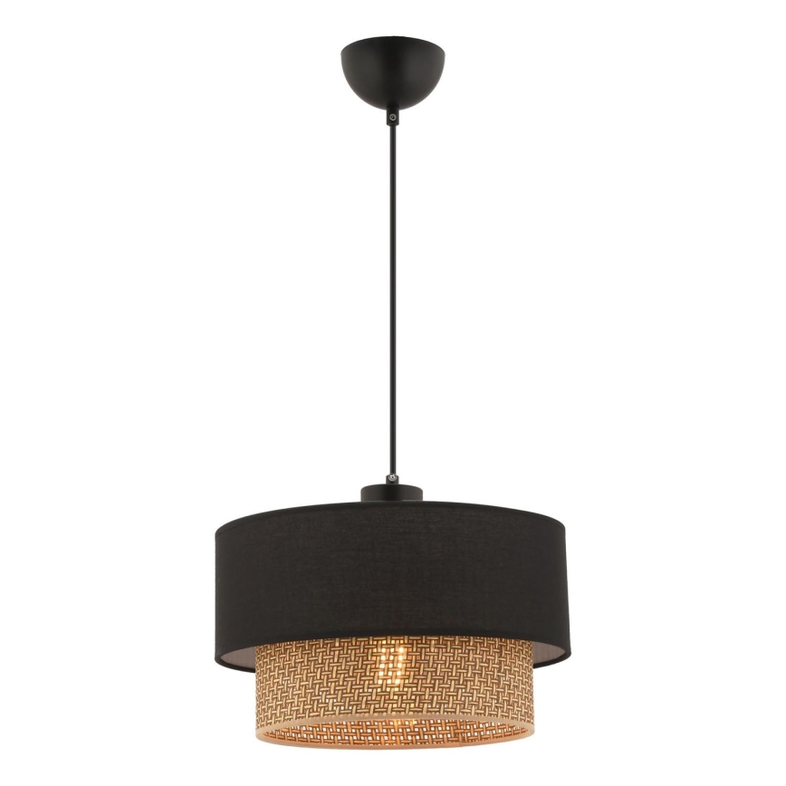 Candeeiro pendente com cabo ECHO 1xE27/60W/230V preto/castanho
