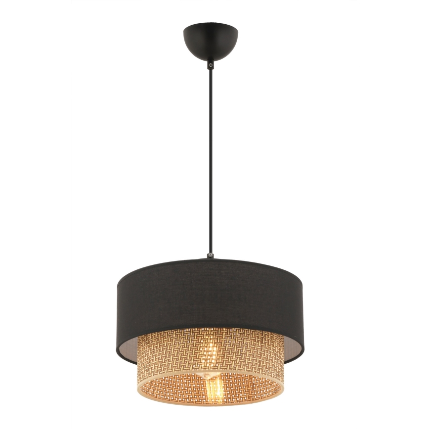 Candeeiro pendente com cabo ECHO 1xE27/60W/230V preto/castanho