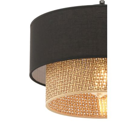 Candeeiro pendente com cabo ECHO 1xE27/60W/230V preto/castanho