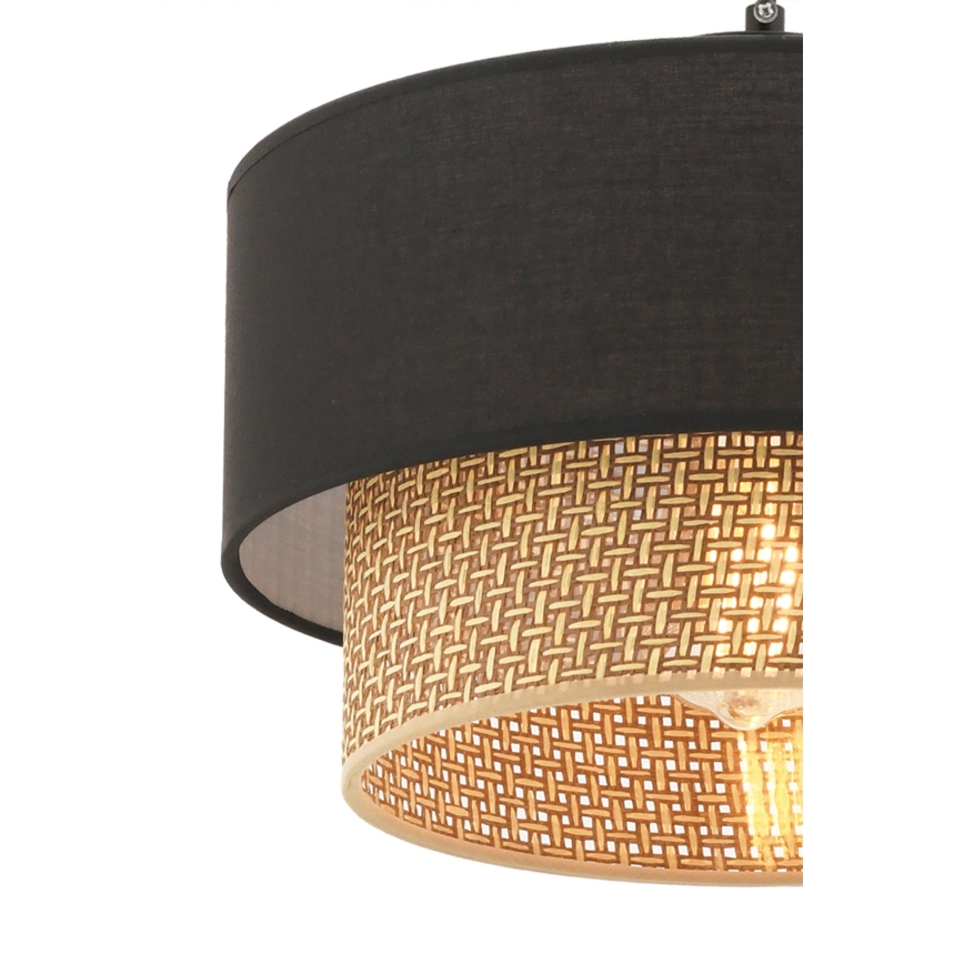 Candeeiro pendente com cabo ECHO 1xE27/60W/230V preto/castanho