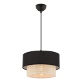 Candeeiro pendente com cabo ECHO 1xE27/60W/230V preto/creme