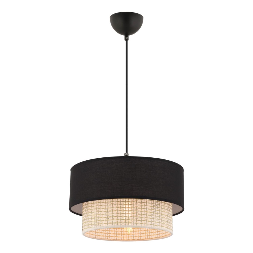 Candeeiro pendente com cabo ECHO 1xE27/60W/230V preto/creme