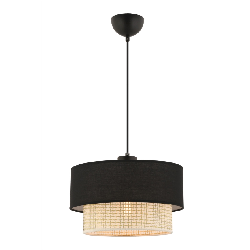 Candeeiro pendente com cabo ECHO 1xE27/60W/230V preto/creme