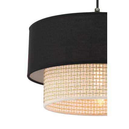 Candeeiro pendente com cabo ECHO 1xE27/60W/230V preto/creme