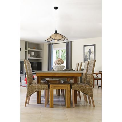 Candeeiro pendente com cabo FUME 1xE27/40W/230V Ø 45 cm preto/bege