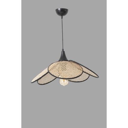 Candeeiro pendente com cabo FUME 1xE27/40W/230V Ø 45 cm preto/bege
