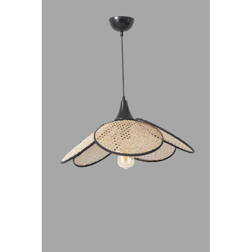 Candeeiro pendente com cabo FUME 1xE27/40W/230V Ø 45 cm preto/bege