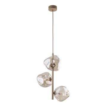 Candeeiro pendente com cabo LAVA 3xG9/8W/230V bege/fumê