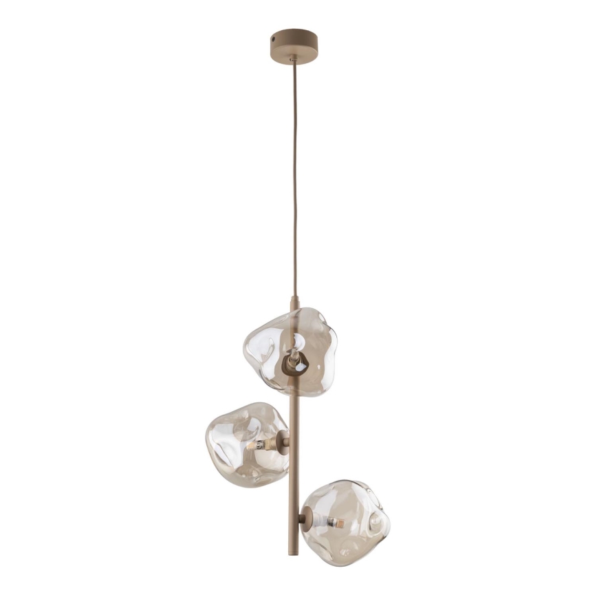 Candeeiro pendente com cabo LAVA 3xG9/8W/230V bege/fumê
