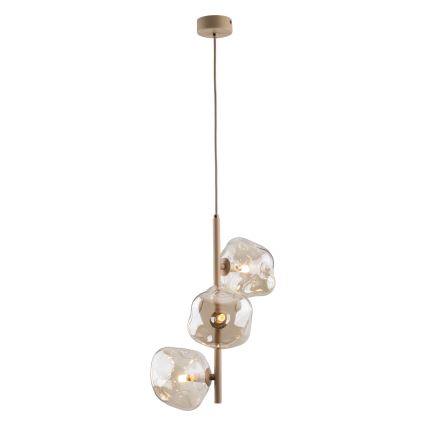 Candeeiro pendente com cabo LAVA 3xG9/8W/230V bege/fumê