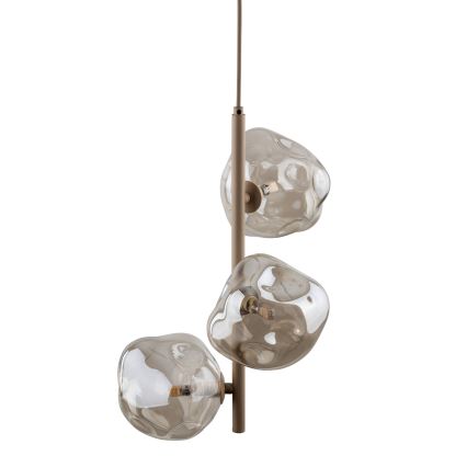 Candeeiro pendente com cabo LAVA 3xG9/8W/230V bege/fumê