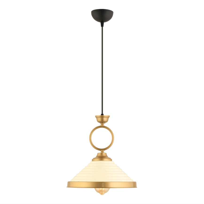 Candeeiro pendente com cabo MONZA 1xE27/40W/230V Ø 30 cm creme/bronze