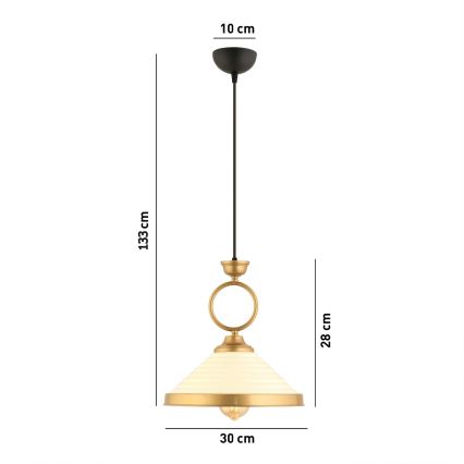 Candeeiro pendente com cabo MONZA 1xE27/40W/230V Ø 30 cm creme/bronze