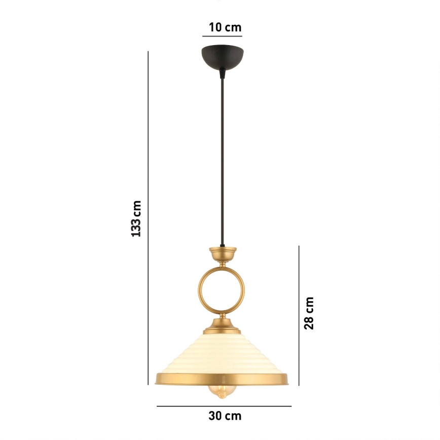 Candeeiro pendente com cabo MONZA 1xE27/40W/230V Ø 30 cm creme/bronze