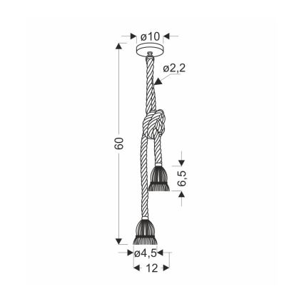 Candeeiro pendente com cabo VIDEA 2xE27/40W/230V castanho