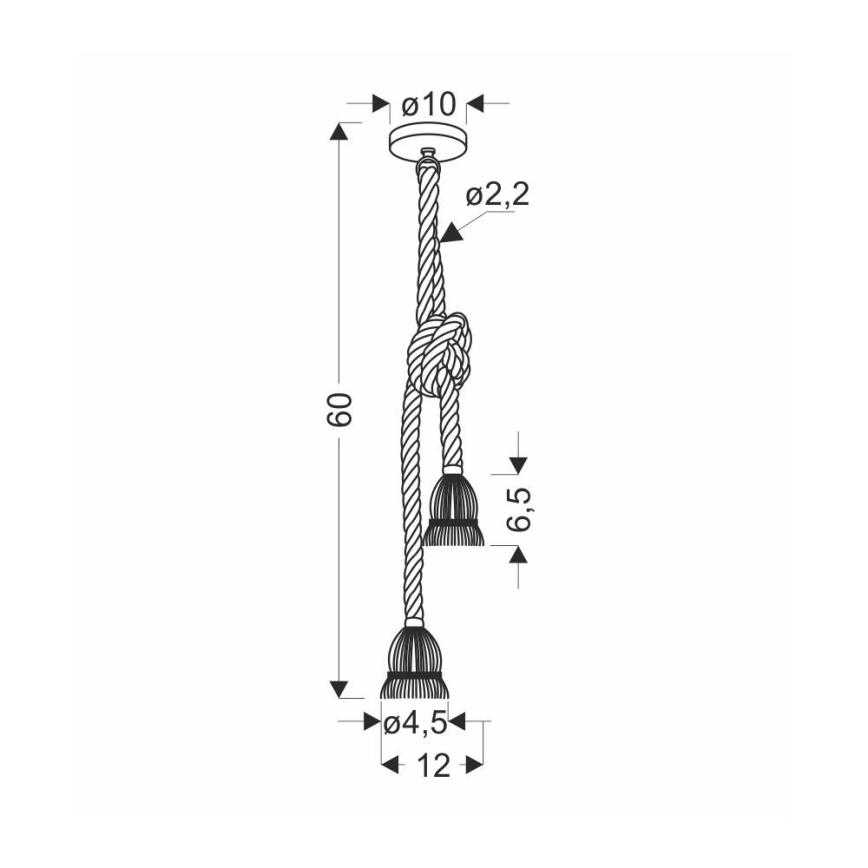 Candeeiro pendente com cabo VIDEA 2xE27/40W/230V castanho