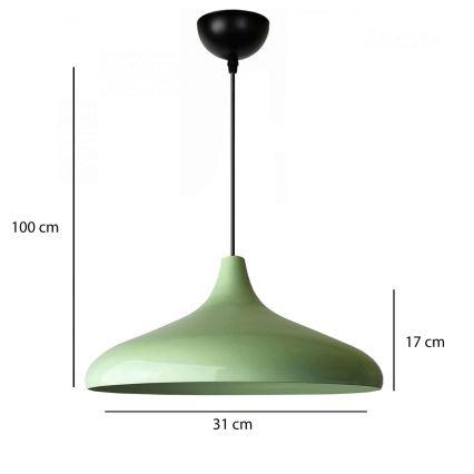 Candeeiro pendente com cabo VULCANO 1xE27/40W/230V verde