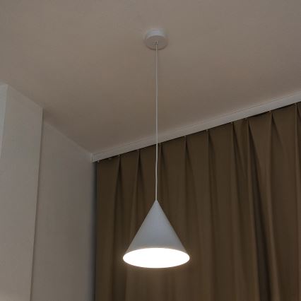 Candeeiro pendente em cabo ETNA 1xE27/15W/230V Ø 25 cm branco