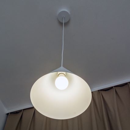 Candeeiro pendente em cabo ETNA 1xE27/15W/230V Ø 25 cm branco