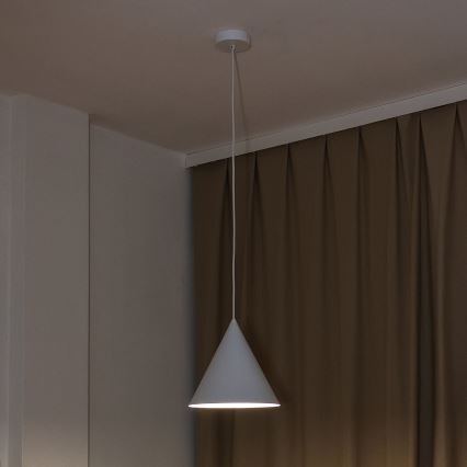 Candeeiro pendente em cabo ETNA 1xE27/15W/230V Ø 25 cm branco