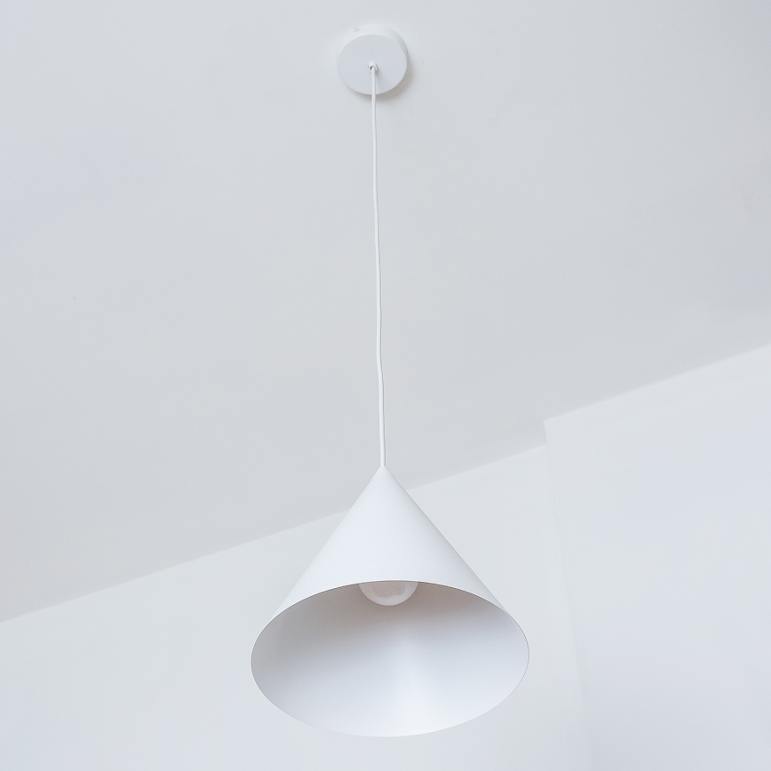 Candeeiro pendente em cabo ETNA 1xE27/15W/230V Ø 25 cm branco