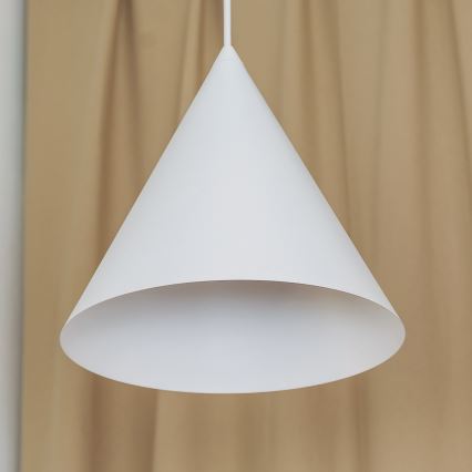 Candeeiro pendente em cabo ETNA 1xE27/15W/230V Ø 25 cm branco