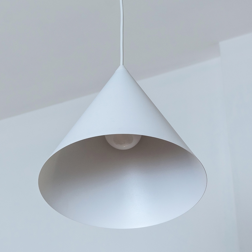 Candeeiro pendente em cabo ETNA 1xE27/15W/230V Ø 25 cm branco