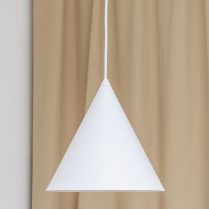 Candeeiro pendente em cabo ETNA 1xE27/15W/230V Ø 25 cm branco