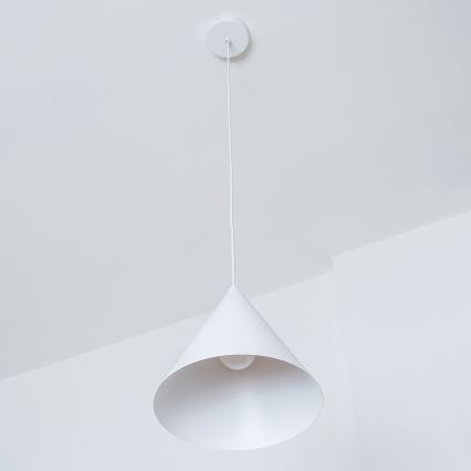 Candeeiro pendente em cabo ETNA II 1xE27/15W/230V Ø 25 cm branco