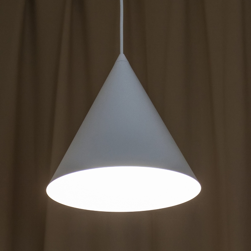 Candeeiro pendente em cabo ETNA II 1xE27/15W/230V Ø 25 cm branco
