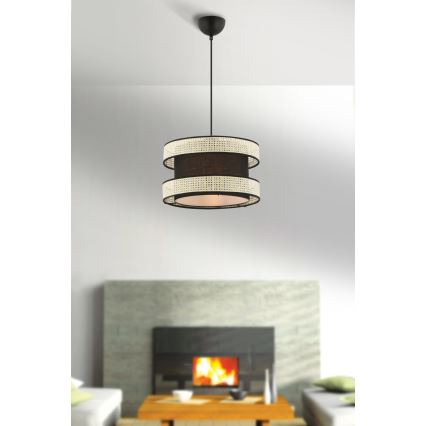 Candeeiro pendente em cabo HALO 1xE27/60W/230V preto/creme