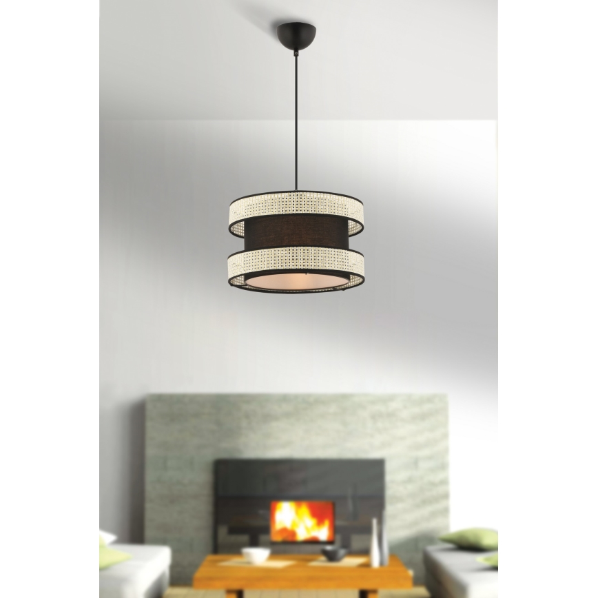 Candeeiro pendente em cabo HALO 1xE27/60W/230V preto/creme