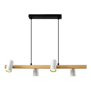 Candeeiro pendente em cabo XILO 4xGU10/25W/230V faia/branco