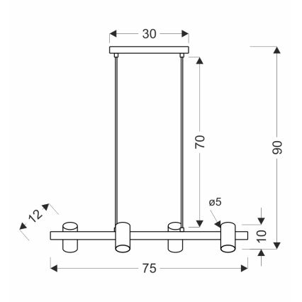 Candeeiro pendente em cabo XILO 4xGU10/25W/230V faia/branco