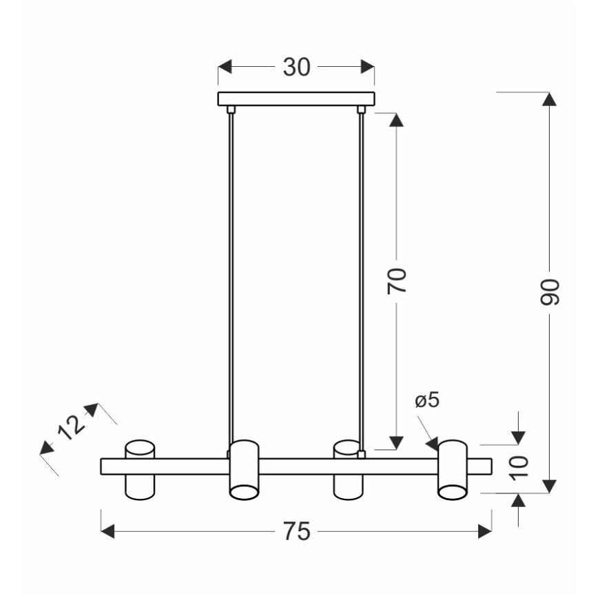 Candeeiro pendente em cabo XILO 4xGU10/25W/230V faia/branco