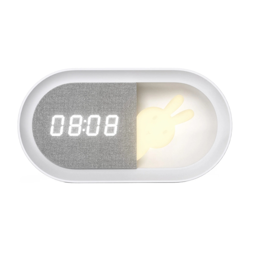 Candeeiro pequeno LED regulável com despertador BUNNY LED/1,2W/5V 3000K