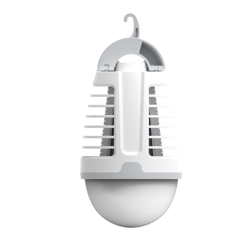 Candeeiro portátil LED com armadilha para insetos LED/5W/1800 mAh IPX4 branco/cinzento