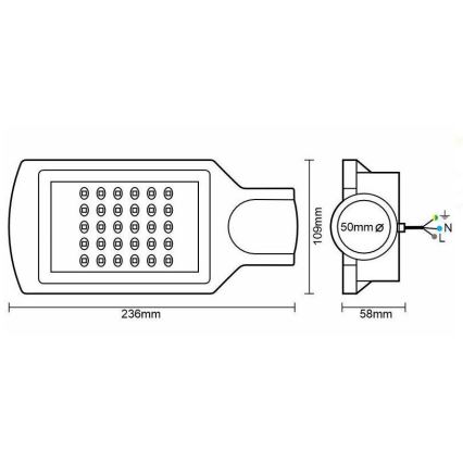 Candeeiro público LED LED/30W/170-400V IP67