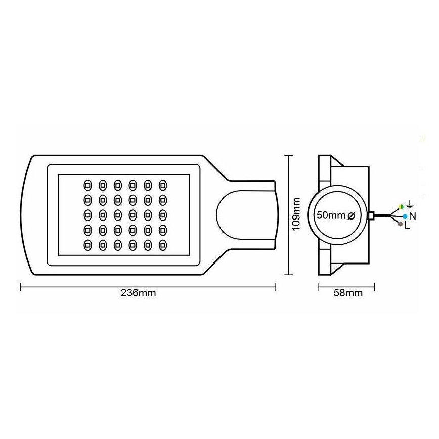 Candeeiro público LED LED/30W/170-400V IP67
