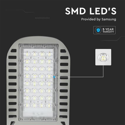 Candeeiro público LED SAMSUNG CHIP LED/50W/230V 6500K cinzento