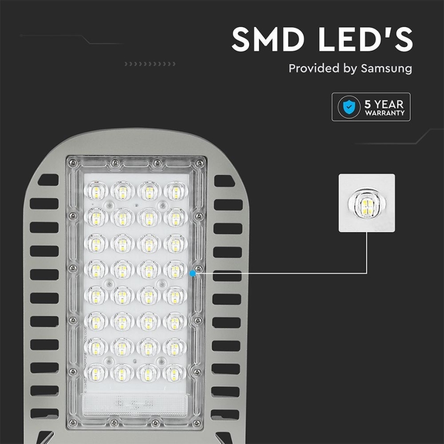Candeeiro público LED SAMSUNG CHIP LED/50W/230V 6500K cinzento