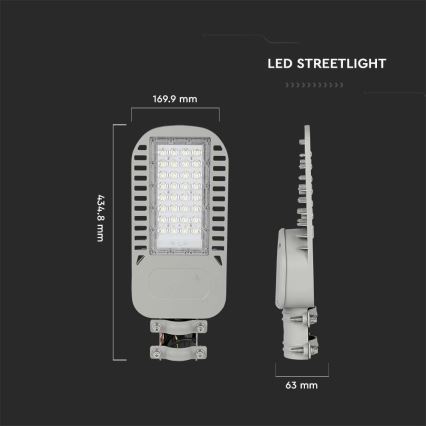 Candeeiro público LED SAMSUNG CHIP LED/50W/230V 6500K cinzento