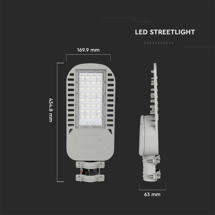 Candeeiro público LED SAMSUNG CHIP LED/50W/230V 6500K cinzento