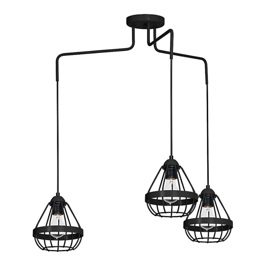 Candeeiro RING 3xE27/60W/230V aranha preto